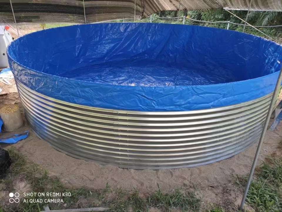 Galvanized canvas fish pond water-system design